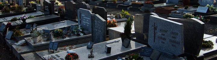 Gravestones in civic cemetery, Ypres, Belgium